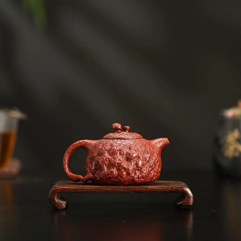 Yixing Purple Clay Pot Handmade Raw Ore Dahongpao Ganoderma Lucidum for Spring Pot Household Teapot Gift Tool Kungfu Tea Set