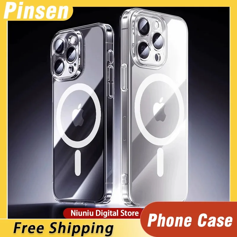 

Pinsen Magnetic Phone Case Icy Heat Dissipation Material iPhone15 iPhone16 Transparent Protection Ultrathin Degradable Cooler