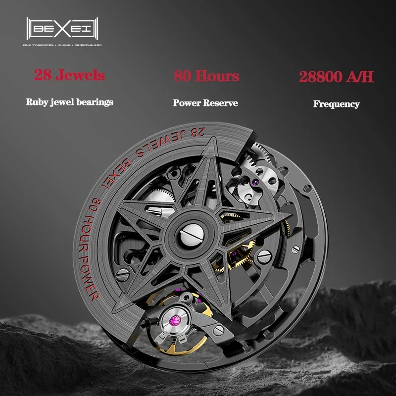 BEXEI 9801 Limited edition Skull shape dial series Automatic mechanical  movement watch for men Luminous Sapphire business watch