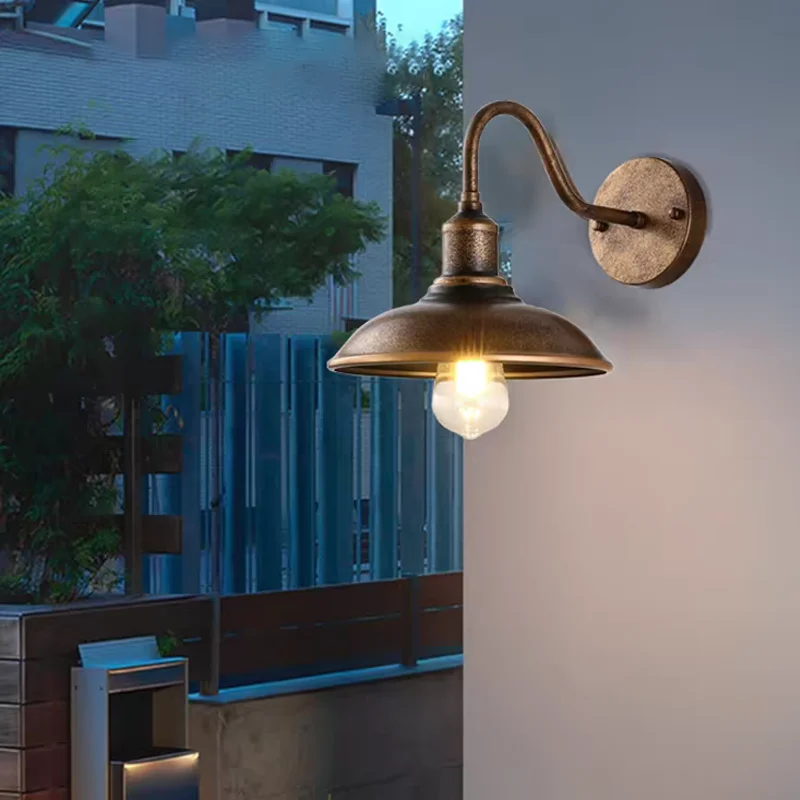 

Уличный настенный светильник в винтажном стиле из кованого железа E27 для сада, двора, коридора, балкона, гаража, светодиодное настенное освещение