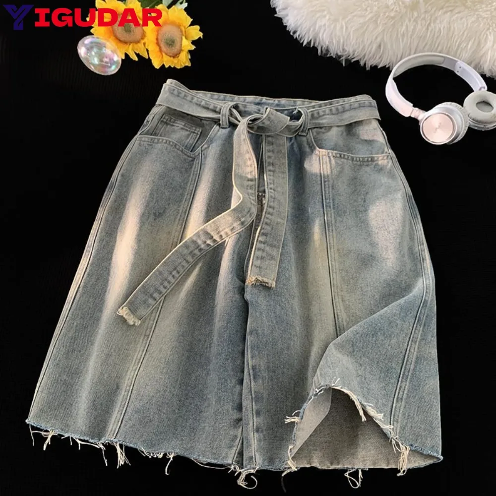 Men's High street beggar Denim Shorts Summer Straight Leg Casual Knee Length Jeans Washed Chaopai Slim Male Short Jeans pants