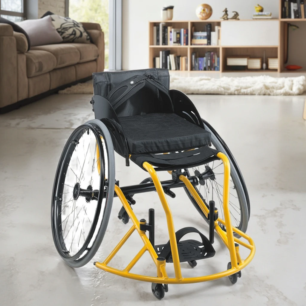 

26-дюймовая ультралегкая алюминиевая баскетбольная инвалидная коляска с быстрым креплением для тренировок, спорта и соревнований по баскетболу и легкой атлетике