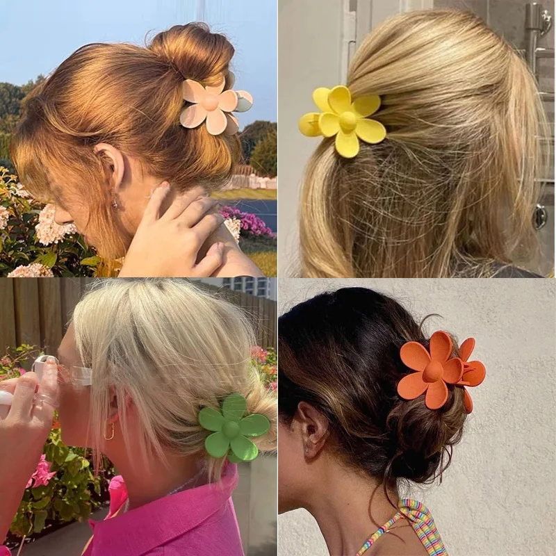 Matte Flower Hair Clips,Daisy Hair Claw Clips for Thin&Thick Hair,  Non-Slip Strong Hold Jaw Clips for Hair,