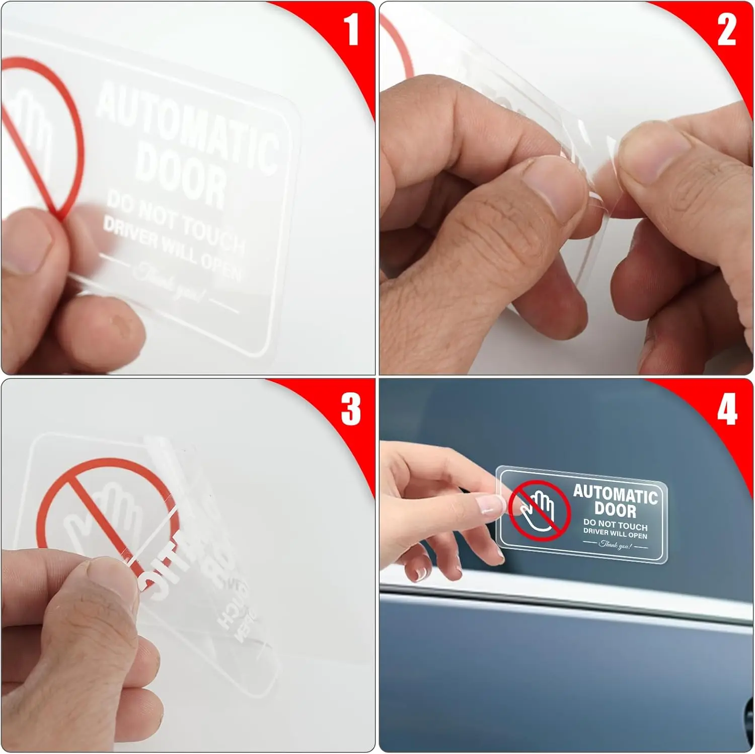 10 قطعة باب السيارة التلقائي ملصق الفينيل لا تلمس سائق سوف يفتح علامة تحذير ذاتية اللصق للإزالة سيارة أجرة الشارات #6