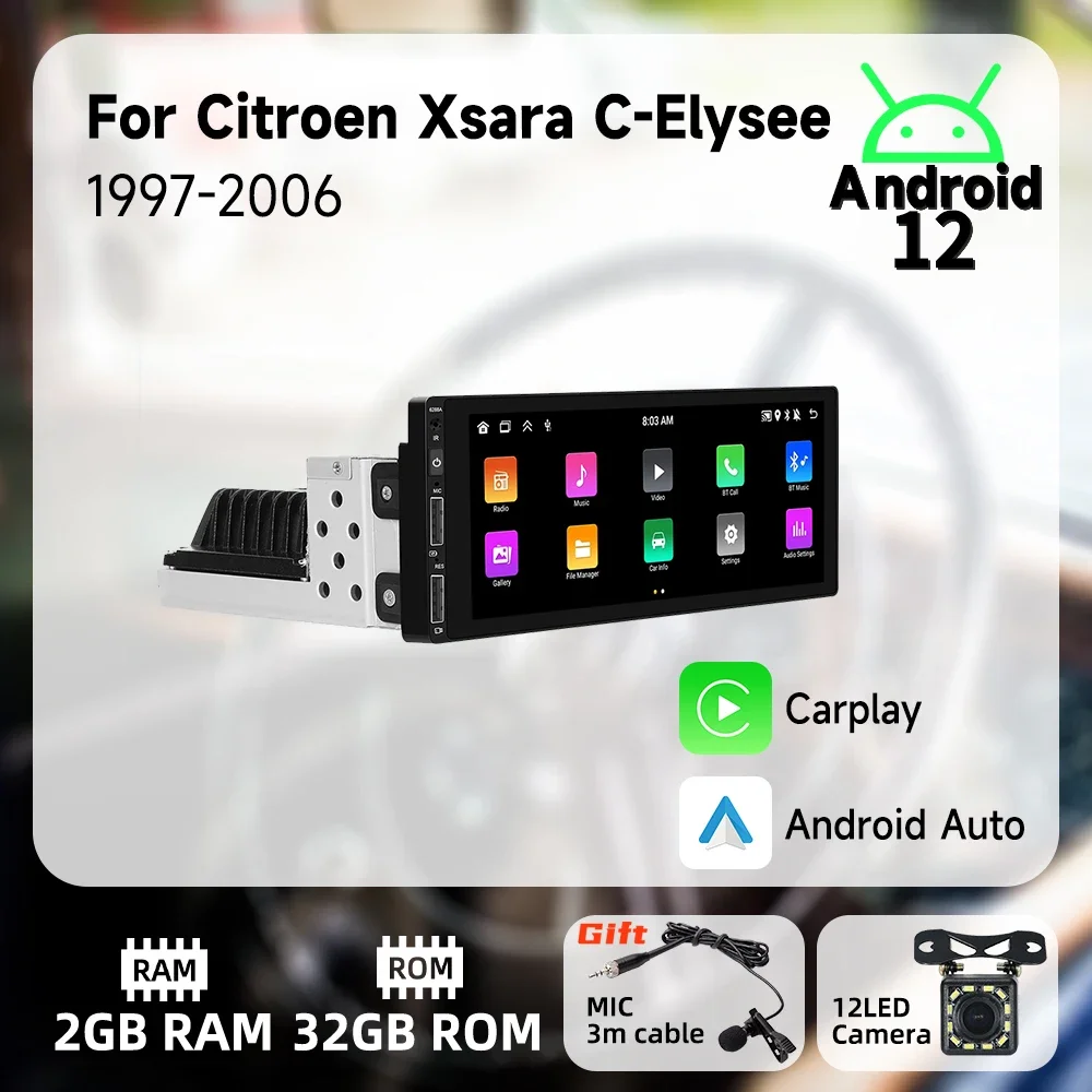 

For Citroen Xsara C-Elysee 1997-2006 6.9" 1 Din Radio Android Car Multimedia Stereo Head Unit Carplay Autoradio GPS Navigation