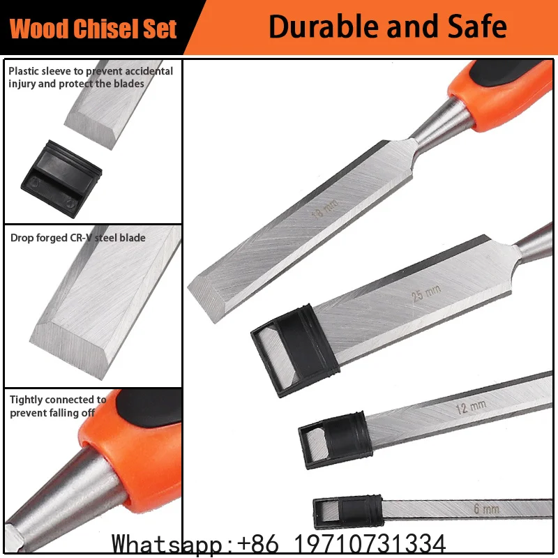 Professional 4 Pieces Wood Chisel Set 6/12/18/25mm for Woodworking Flat Chisels DIY Woodworking Woodcut Carving Knife Tools Set