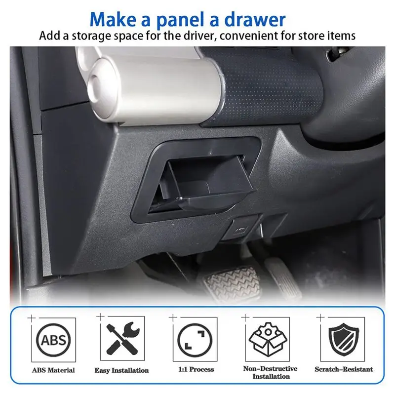 Excellent-Center Console Fuse Storage Box For Toyota FJ Cruiser 2007-2021, Driver's Seat ABS Fuse Box Coin Container Inner Stora