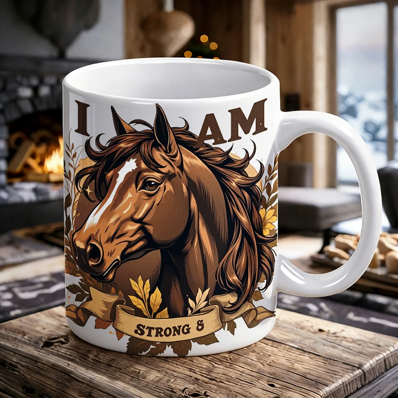 

Inspirational Horse Portrait Ceramic Mug with Handle, Creative Coffee Mug, Milk Cup, Office Tea Cup, Drinking Cup,Fade-Resistant