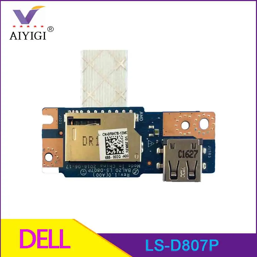 

Original For Dell Inspiron 15 5565 5567 15-5565 P66F Laptop USB Board SD Card Reader With Cable NBX0001YX00 BAL20 LS-D807P 0F8K