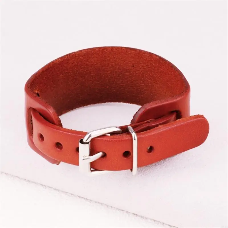 سوار معصم جلدي على طراز فاسق بطبقة مزدوجة بإبزيم قابل للتعديل للرجال والنساء 964A #1