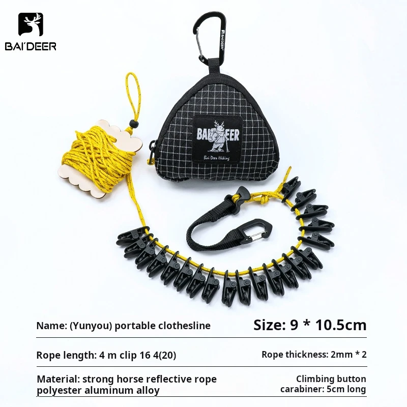 

Portable Outdoor Clothesline Camping Travel Hotel No-Drill Windproof Drying Rope with Clips Storage Bag for Outdoor Activities