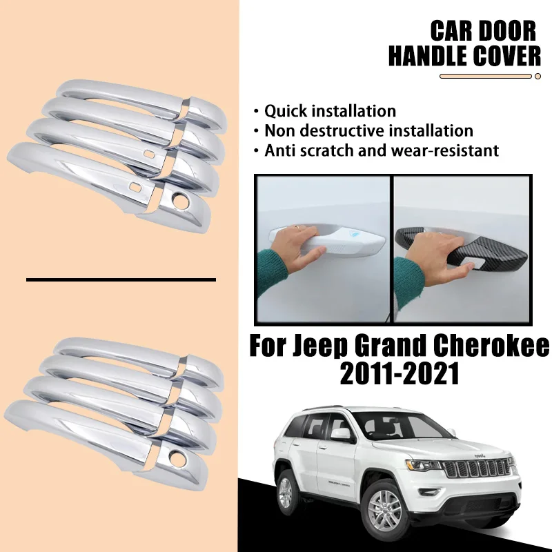 

Door Handle Covers For Jeep Grand Cherokee WK2 2011-2021 Exterior Carbon Fiber Black Chrome Car Accessories Stickers Rustproof