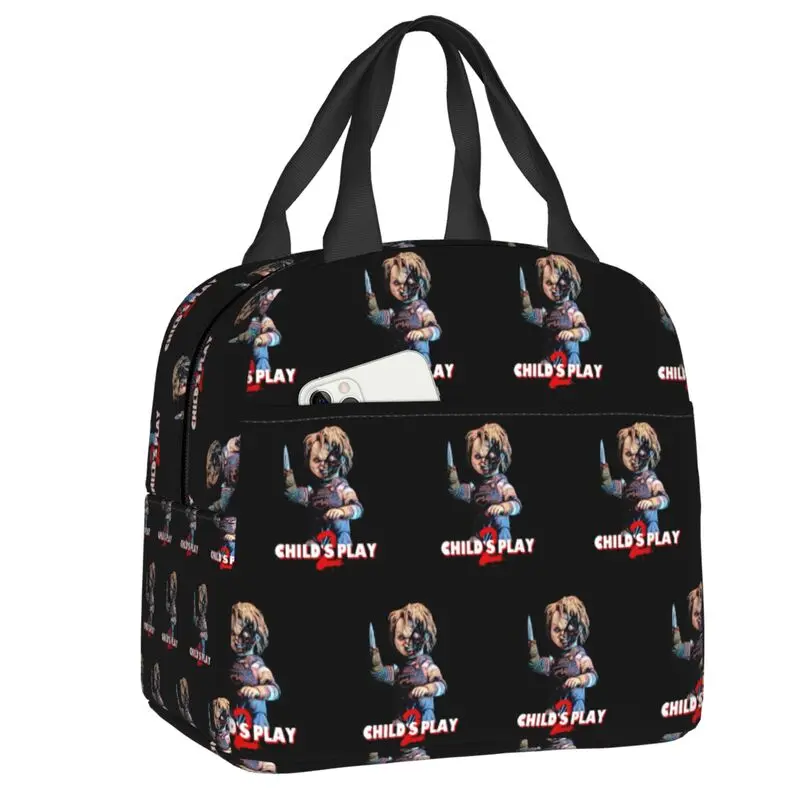 Child's Play Movie Insulated Lunch Bags for Women Horror Chucky Resuable Cooler Thermal Food Lunch Box Kids School Children