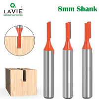 LAVIE 3pcs 8mm Shank Straight Router Bit Single Flute Bit Wood Milling Cutter For Woodwork Tool MC02083