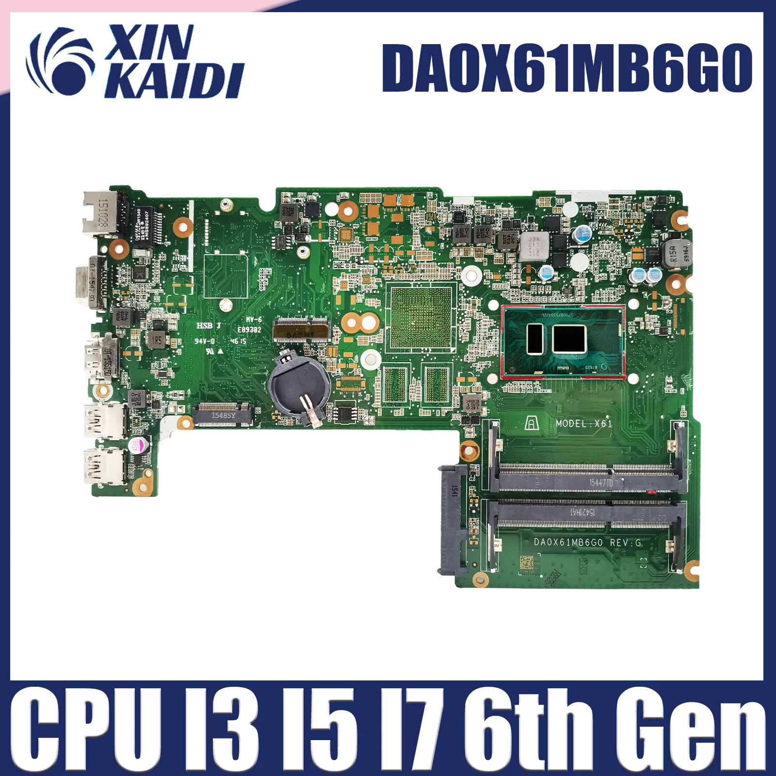 

DA0X61MB6G0 Mainboard For HP Probook 430 G3 440 G3 DA0X61MB6G0 Laptop Motherboard CPU I3 6th Gen CPU DDR3 Fully Tested