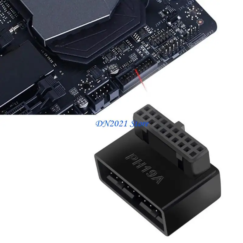 f3ke-usb30-19p-20p-to-type-e-Адаптер-usb30-19pin-Интерфейсы-Вертикальная-установка-на-90-°-Поворот-для-компьютера-на-рабочем