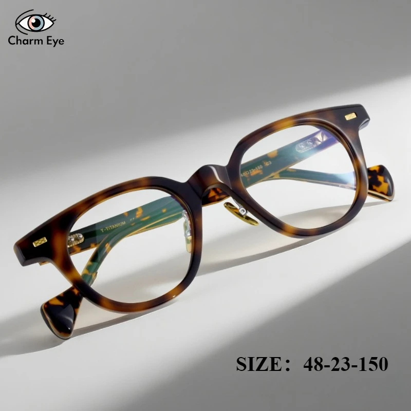 

Высококачественные ацетатные очки для мужчин в стиле ретро, ручная работа, черепаховая золотая оправа для очков, женские овальные оптические очки для близорукости по рецепту