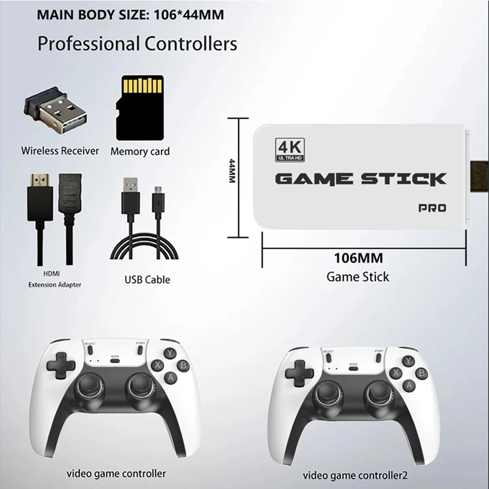 وحدة تحكم ألعاب TV Stick متوافقة مع HDMI ومحاكي GB PS PSP ARCADE 64G و30000+ 4K ألعاب Nintendo الكلاسيكية القديمة مع لوحتي ألعاب