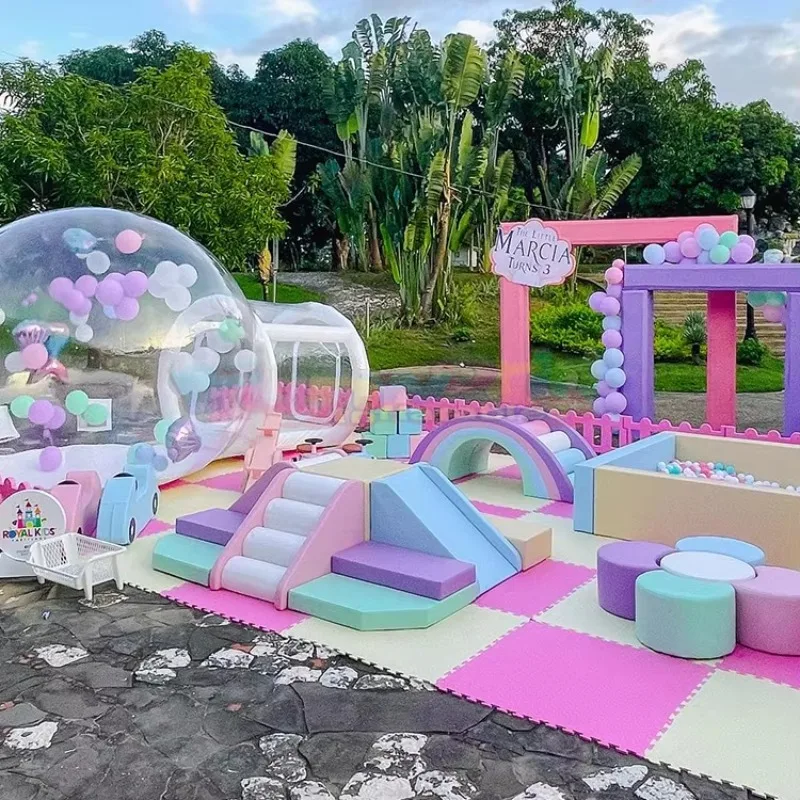 Tienda de campaña con cúpula, casa de burbujas hinchable, tienda de campaña de burbujas inflable transparente de Pvc, casa de burbujas con fondo de rebote para fiesta