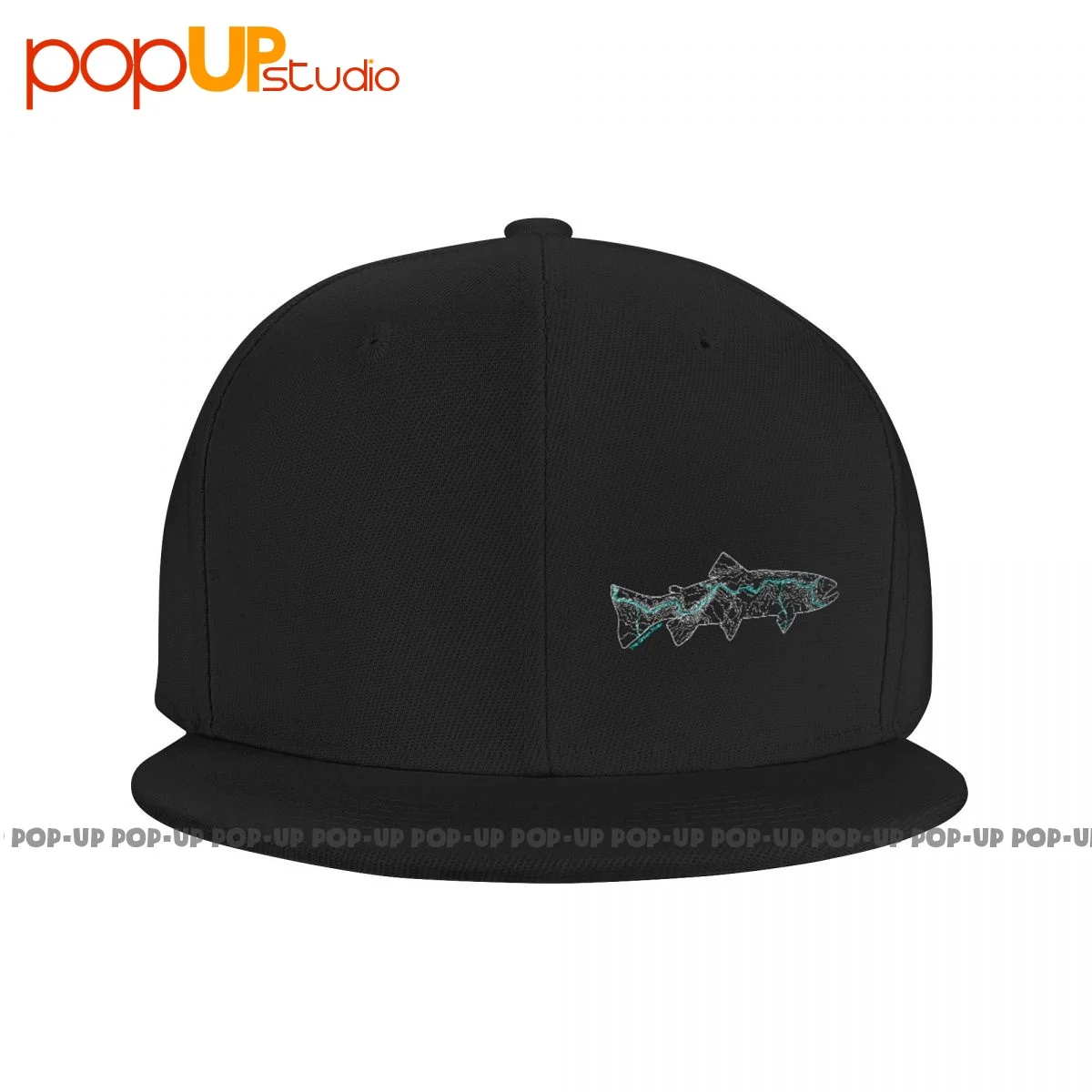 Green River Fly Fishing Utah Topographic Brown Trout Rainbow Trout Map Snapback Cap Baseball Caps