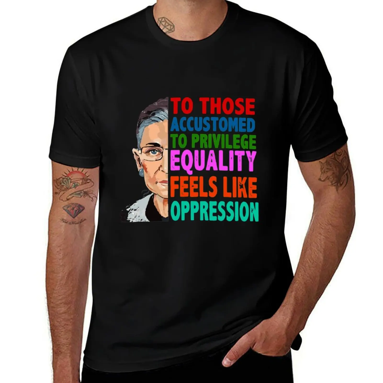 

RBG Quote To Those Accustomed to Privilege Equality Feels like Oppression T-Shirt Aesthetic clothing t shirt men 100℅ cotton