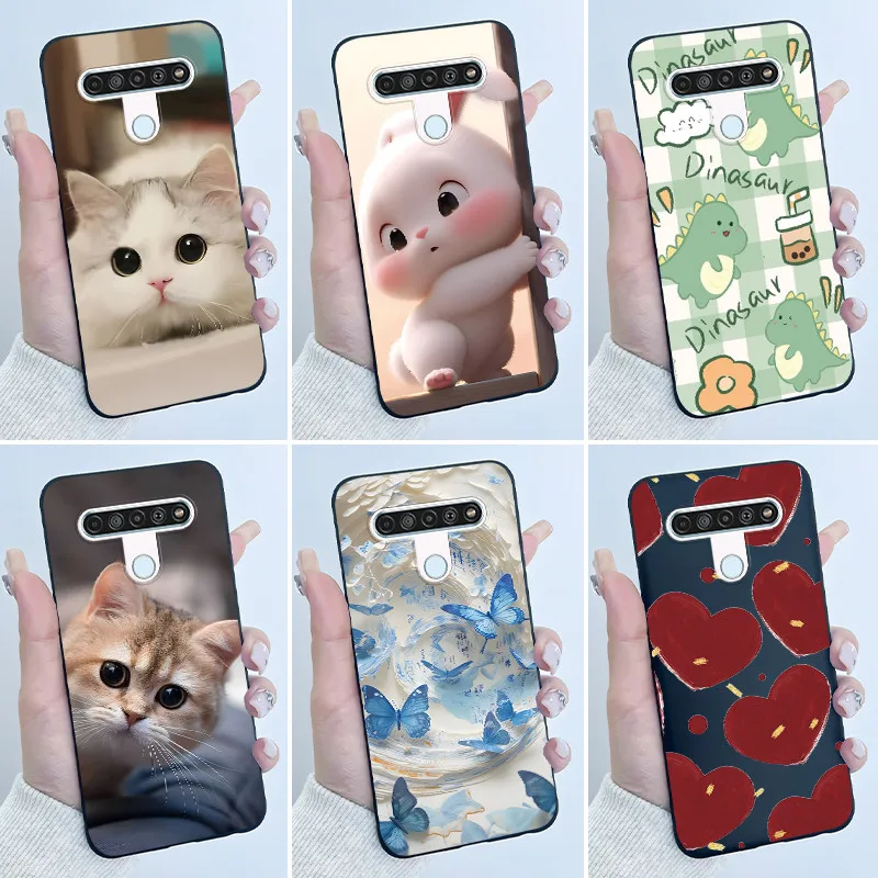 Funda bonita para LG Q61, funda para LG K61, funda para LG Q70, funda protectora con estampado, carcasa de silicona suave con dibujos animados, carcasa negra