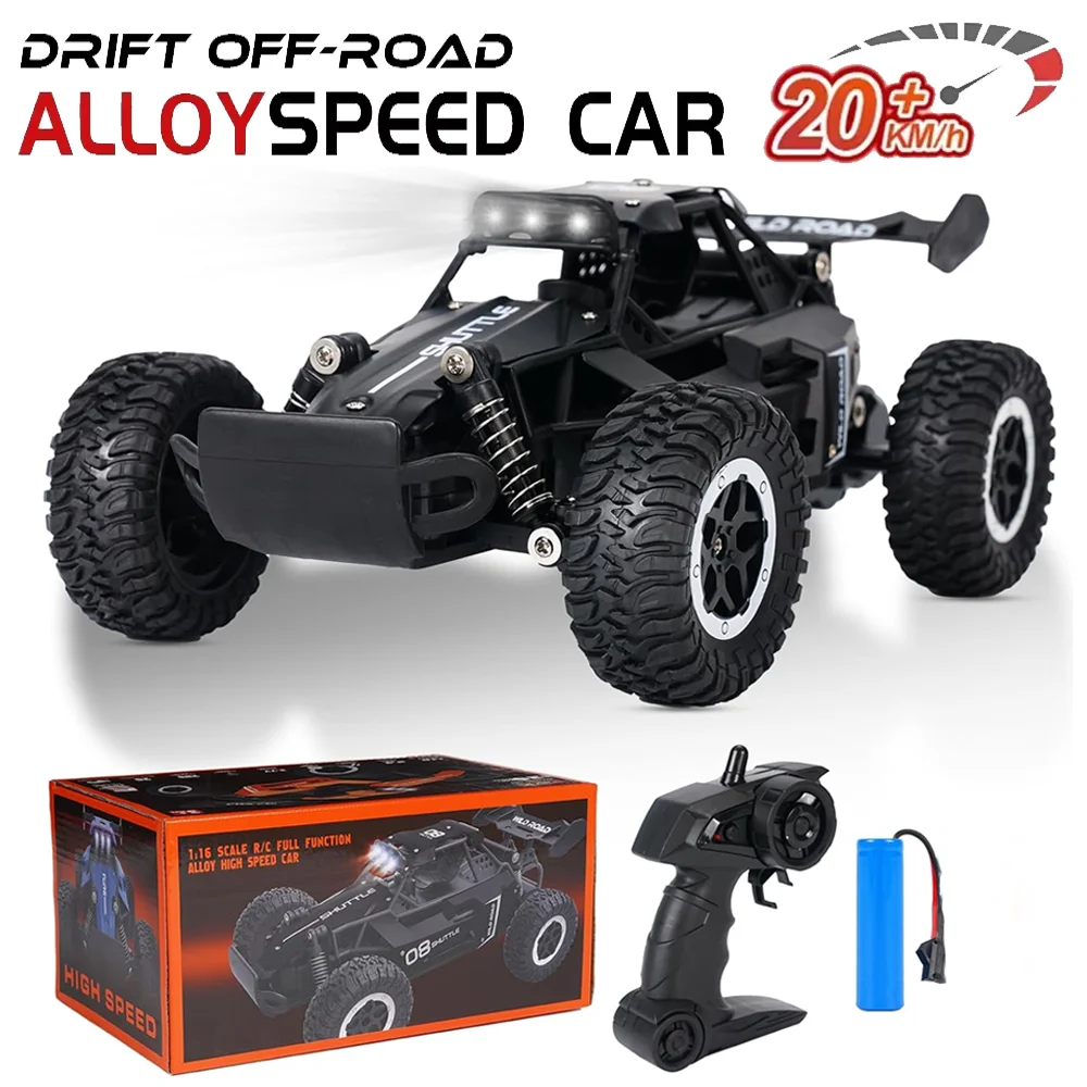 1:16 2.4G Model 2WD High-Speed Off-road RC Car With LED Light Remote Control Climbing Vehicle Outdoor Trucks Car Gifts Kids Toys