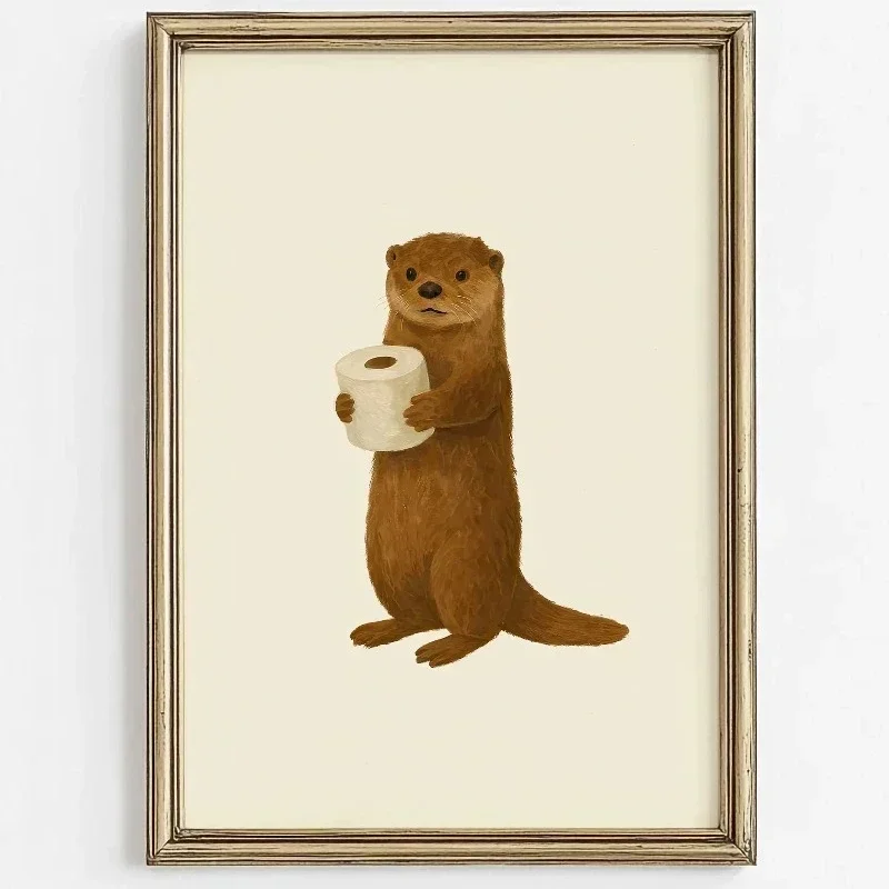 Bubble Bath Hosts a Duck – Cute Animal Funny Toilet Paper Frameless Canvas Poster for Nursery Bathtime Bathroom Decor