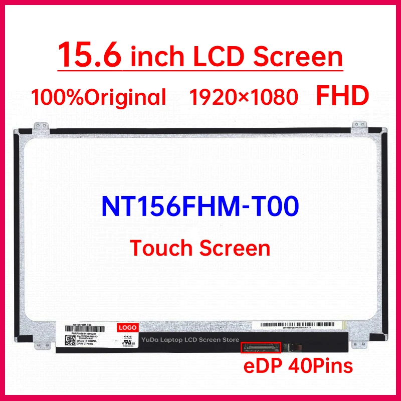 15.6 Inch Laptop LCD Touch Screen NT156FHM T00 NT156FHM-T00 For Dell Inspiron 15 5570 5575 Display Matrix Panel 1920x1080 40 Pin