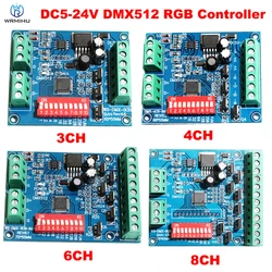 DMX512 3CH 4CH 6CH 8CH Channel RGB RGBW Controller DC5V-24V DMX Decoder Dimmer For SMD 5050 2835 3828 LED Strip Light Tape