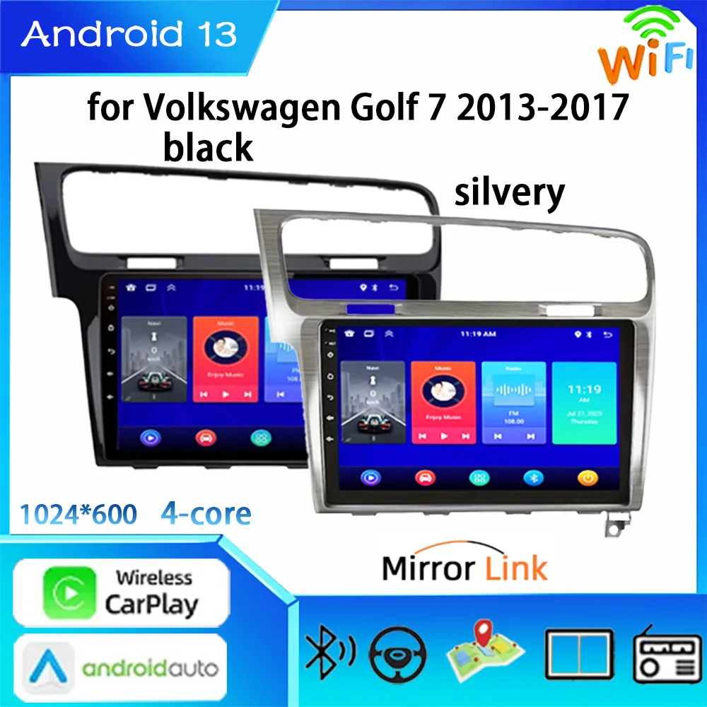 Android 13 Car Wireless Multimedia, CarPlay, Android Auto Radio for VW VW Golf 7 2013-2017, GPS, 2Din Auto Radio