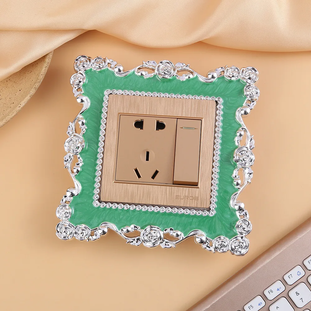 European Rose Embossed Switch Plate Cover Resin Decorative Wall Protector Surround For Home Office Socket Interior Art