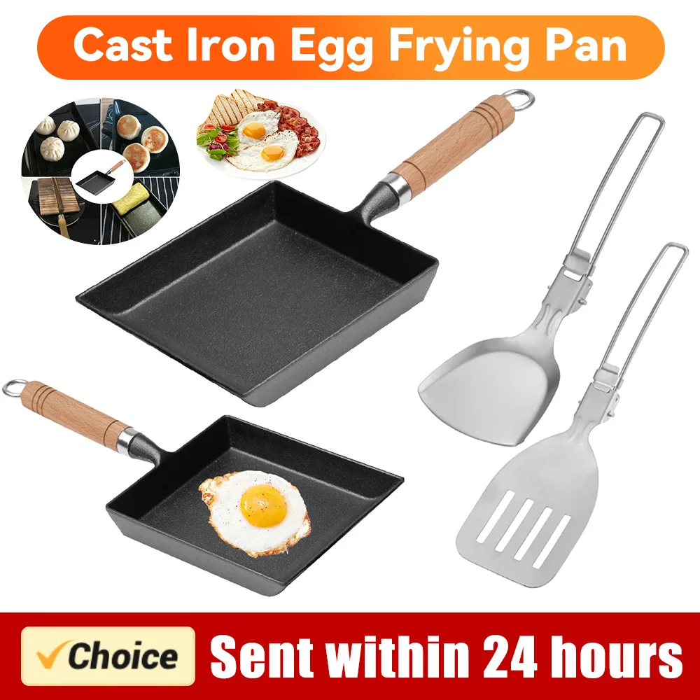 Cast Iron Egg Frying Pan Non-Stick Japanese Omelette Pan Pancake Kitchen Pot Maker Thickened Omelette Tamagoyaki Frying Pan