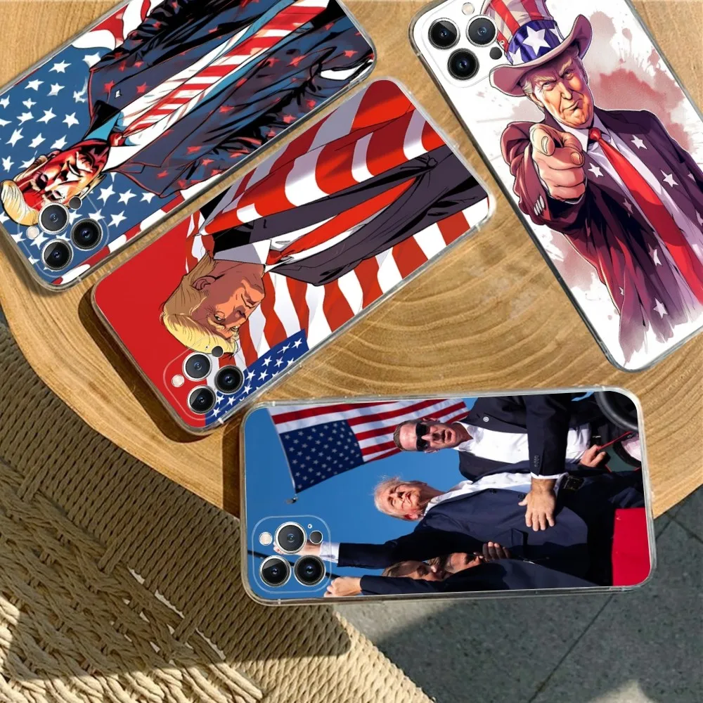 D-Donald T-Trump 2024 Phone Case For IPhone 16 15 14 13 12 Mini 11 Pro XS Max X XR SE 6 7 8 Plus Soft Silicone Cover