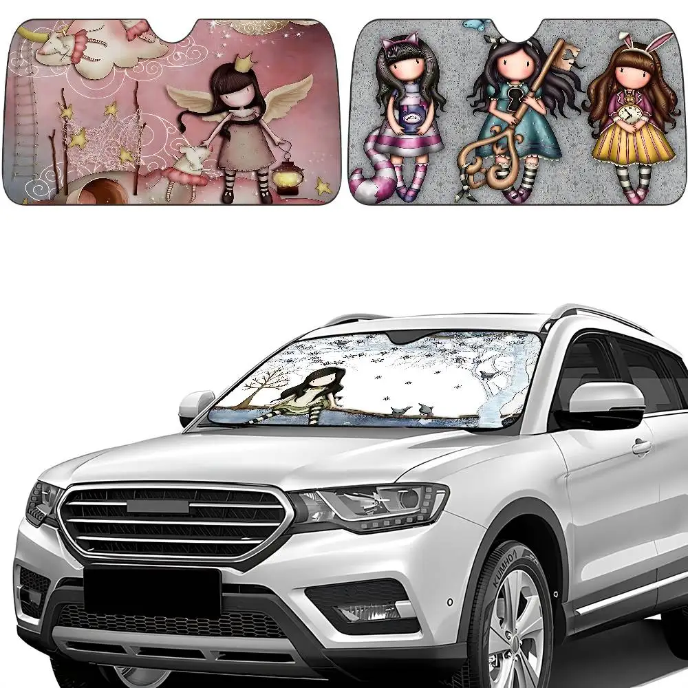 

D-SantoroS G-GorjussI Art Car SunShade Windscreen Front Window Visor 70x130cm Sun Visor Solar Protect Plaid Gift Novelty Car