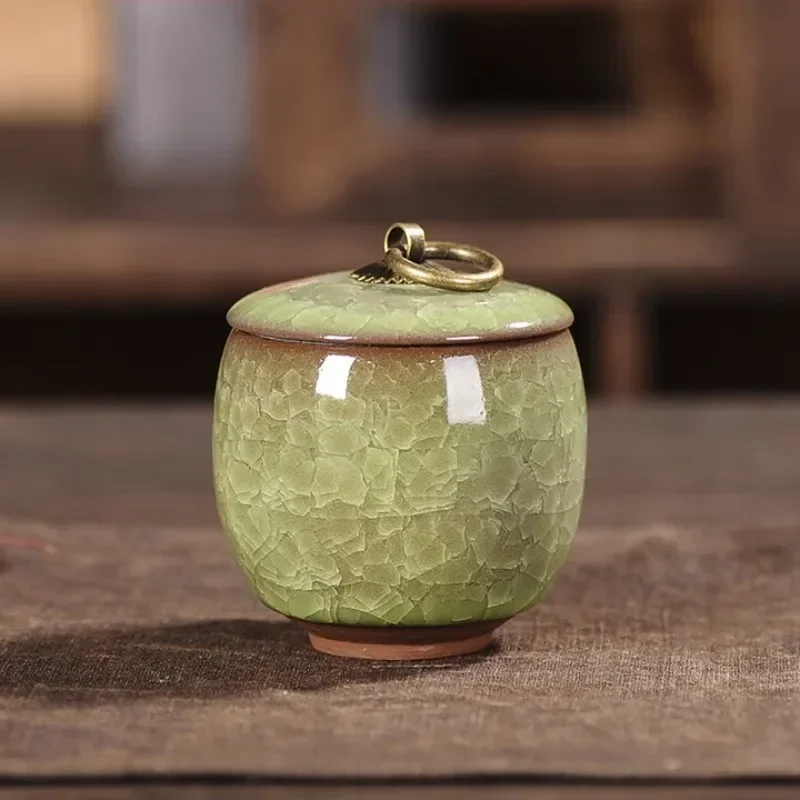 Pet urn sealed home small and medium cremation cat dog animal ceramic ashes cup jar, apple green