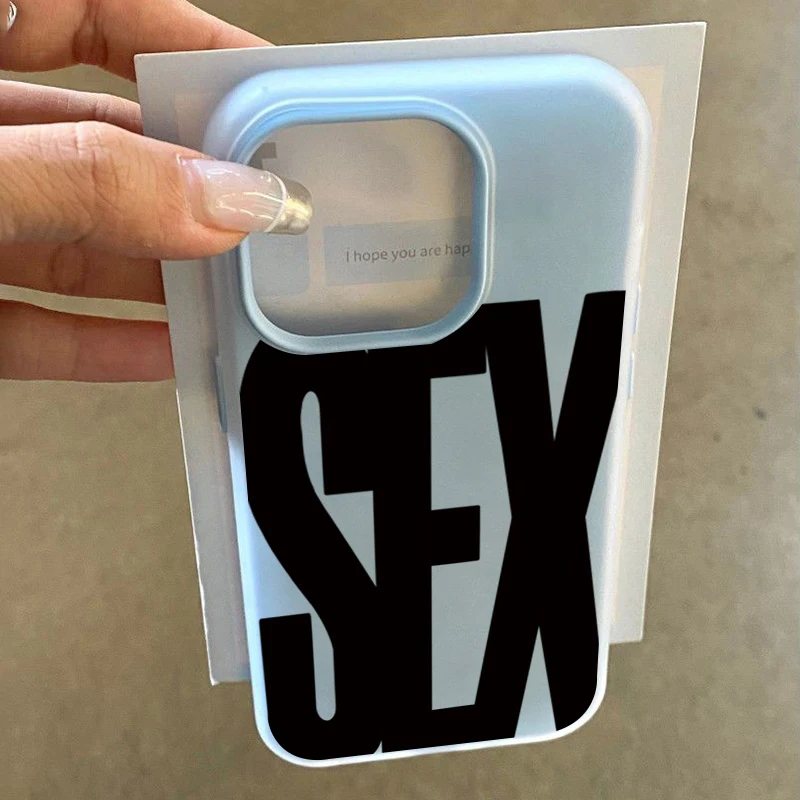 Stylish English Letter Sex Print Phone Case For iPhone 17 Pro 16 15 14 13 12 11 Pro Max XS XR X 7 8 Plus 2 in 1 Shockproof Cover
