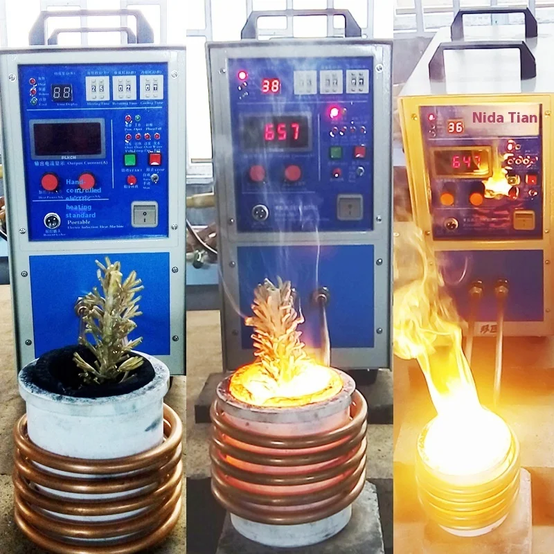 Medium Small Copper Furnace, Medium Frequency Induction Heating Equipment, Hand Cranked Tilting Furnace For Melting Iron And