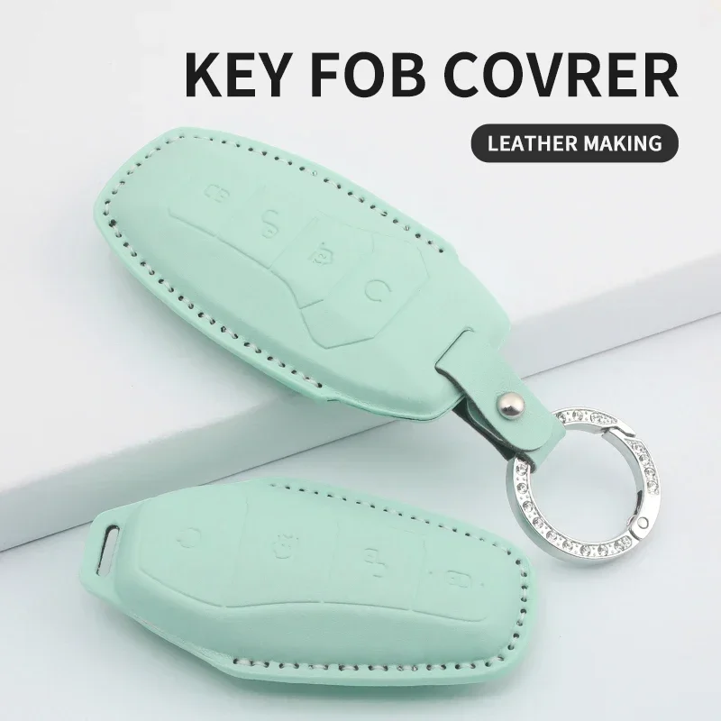 

Car Key Case Cover Remote Fob Holder For BYD Song Plus Atto 3 Han EV Tang DM Qin Seal Dolphin Key Bag Accessories PU Leather