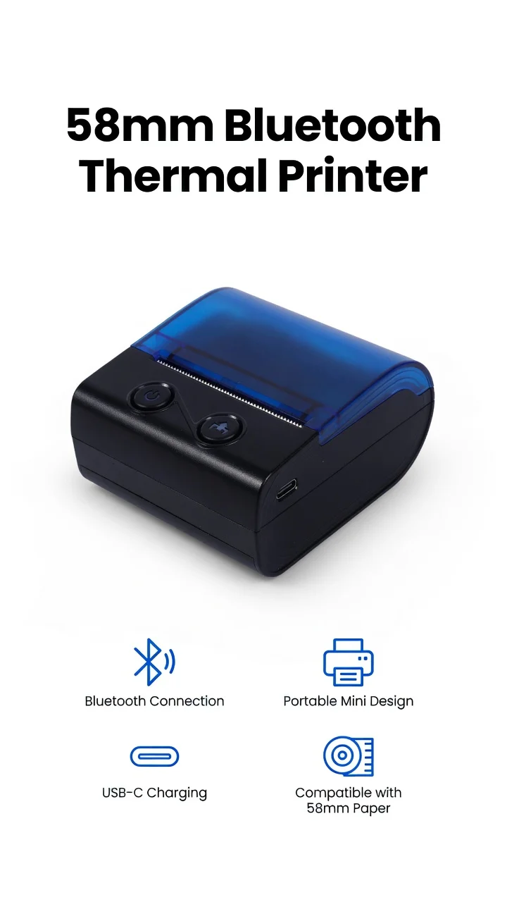 WEIHUANG M21 58mm 2 Inch Portable Mobile Bluetooth USB Thermal Receipt Printer Handheld POS Bill Ticket for Android iOS Windows
