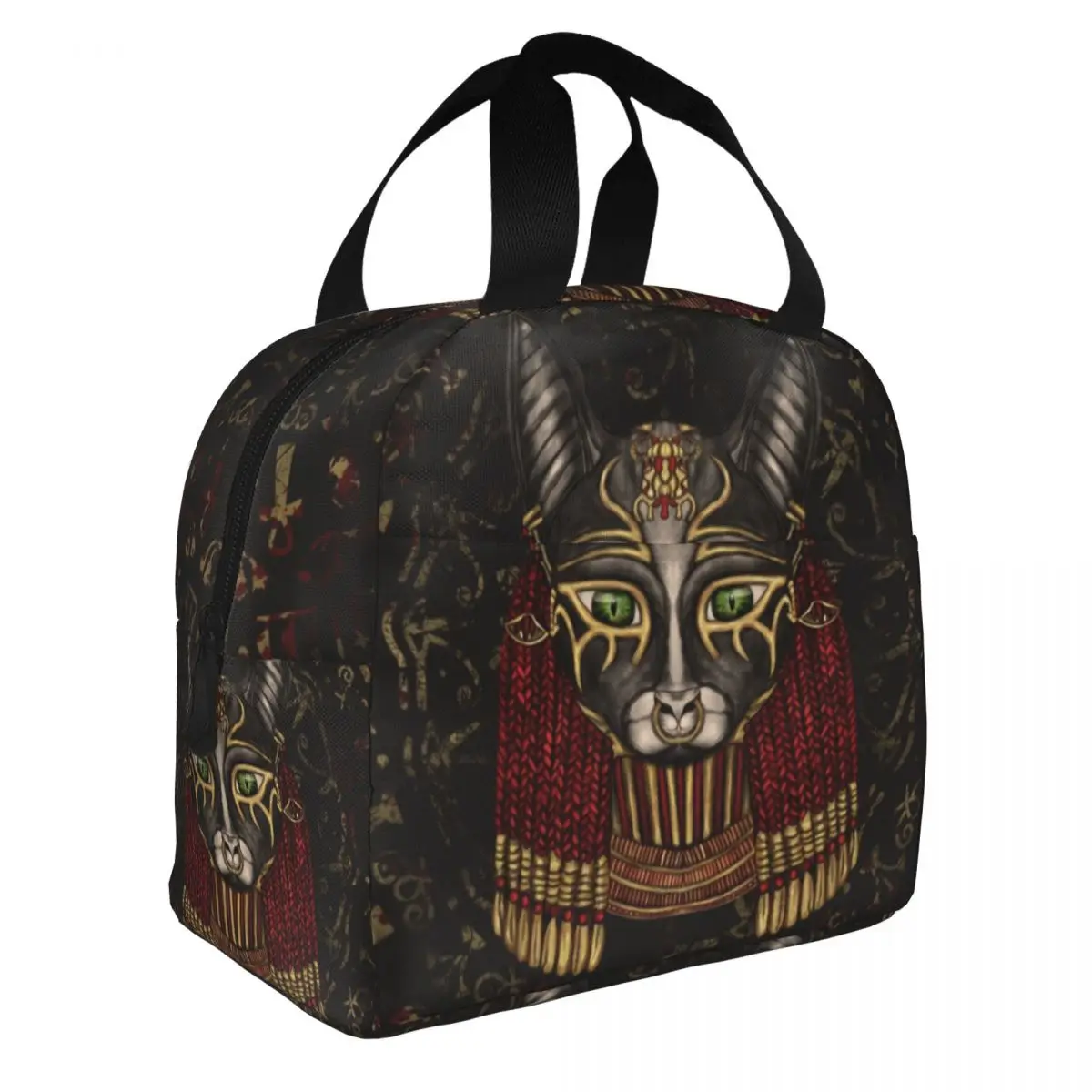 Bastet Egyptian Goddess Thermal Insulated Lunch Bags Women Hieroglyphs Resuable Lunch Container School Multifunction Food Box