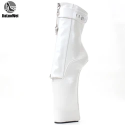 22CM Extreme High Heel Platform Ballet Ankle High Locking Ponyplay Boots