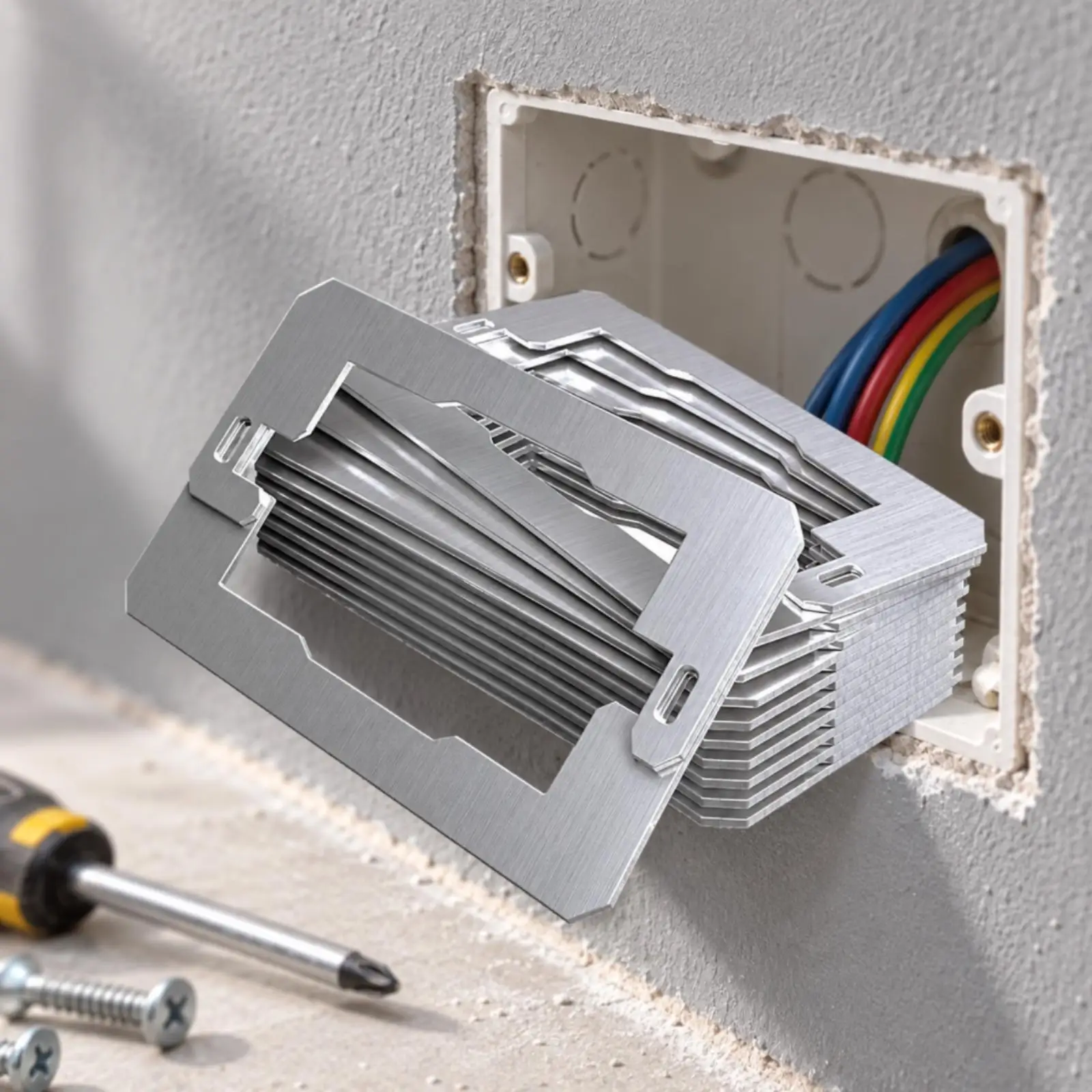 Recessed Outlet Spacer for Wall Panel with Rust Proof Metal for Secure Fit for Office Upgrade