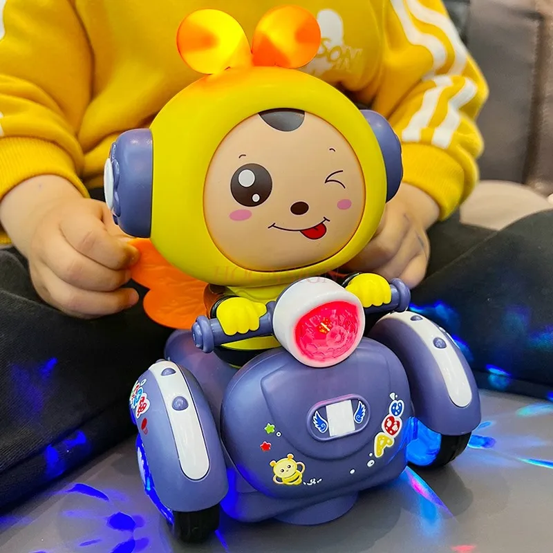 Voiture abeille électrique à changement de visage pour enfants, 2 ans et demi, 3 bébés avec son et mouvement