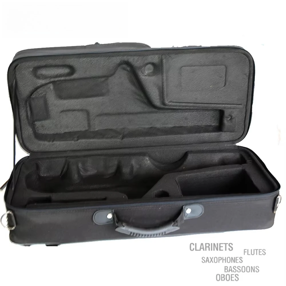 Professional Black Saxophone Case Oxford Canvas Customizable Size Shock‑Resistant Water‑Resistant With Shoulder Strap