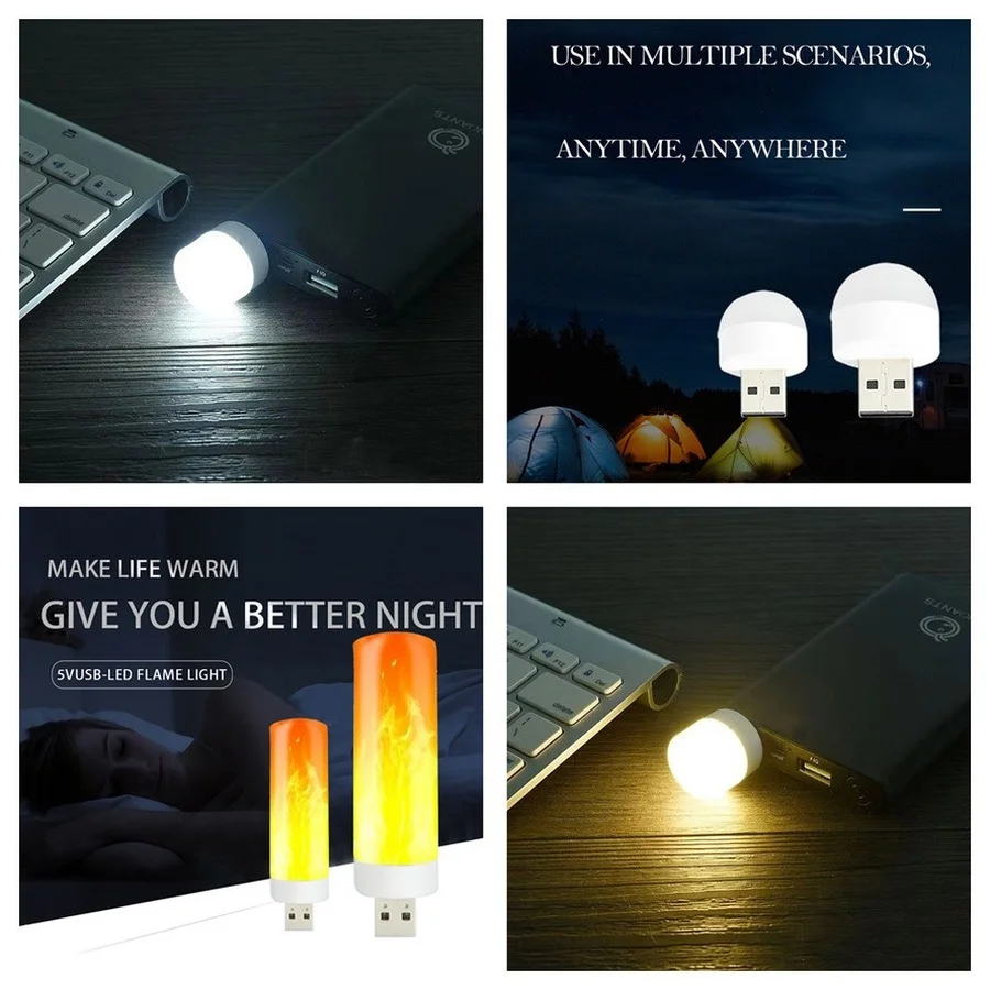 Muunnn USB Plug Lamp Small Night Light Computer Mobile Power Charging Mini Book Lamps LED Eye Protection Square Reading Light