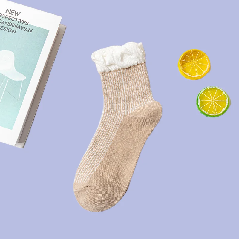 Chaussettes mi-tube en coton respirant pour femme, absorbant la transpiration, non serrant, haute qualité, mode quatre saisons, 5/10 paires