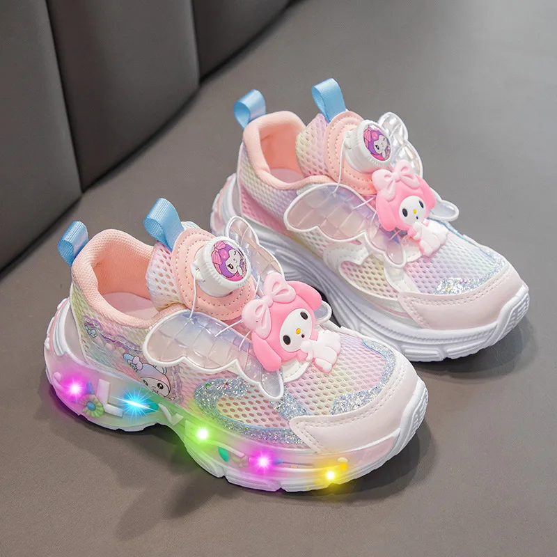 

Sanrio hello kitty Girl Mesh Breathable Sneakers Melody Spring/Summer sports Shoes Swivel Button Casual Shoes Kids Running Shoes