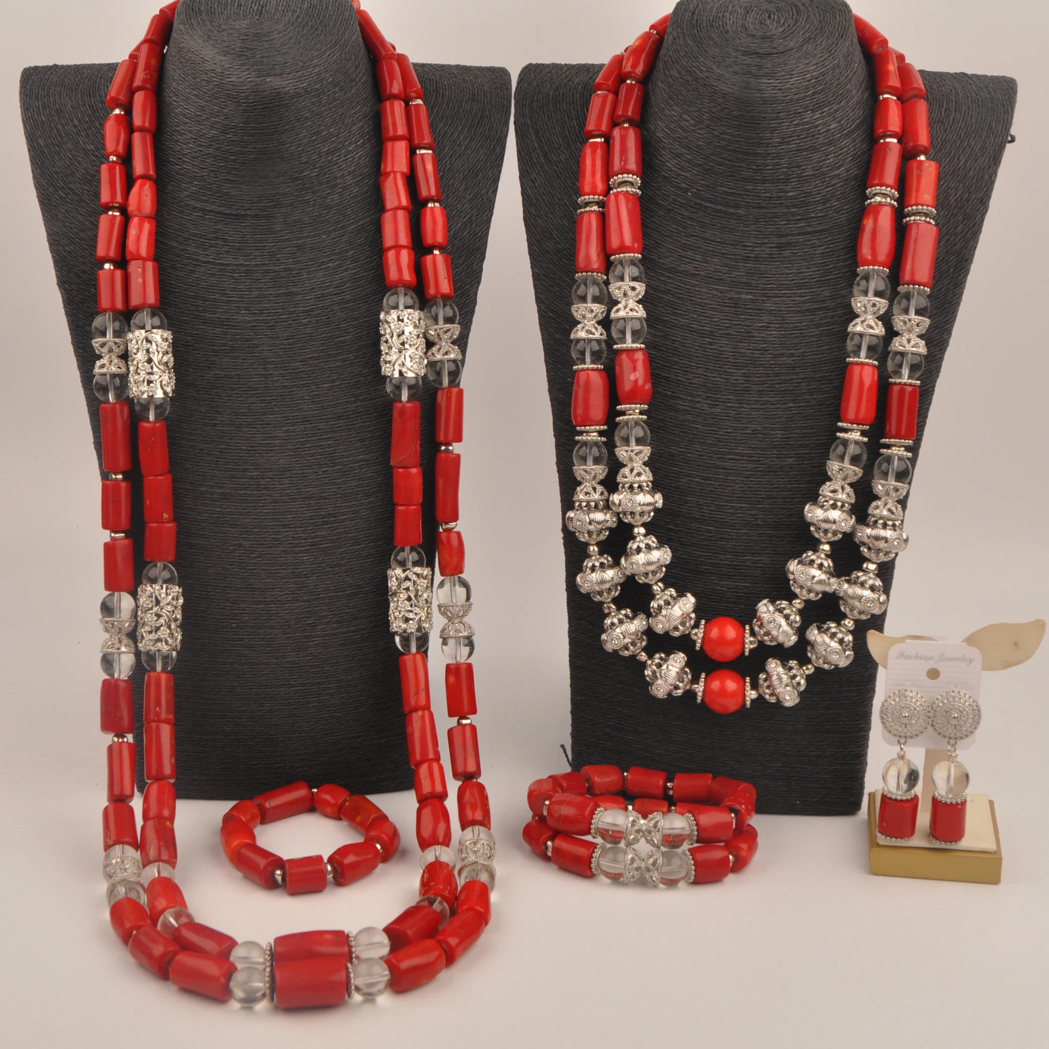 

Wedding necklace collection Nigeria natural Red coral African fashion jewelry