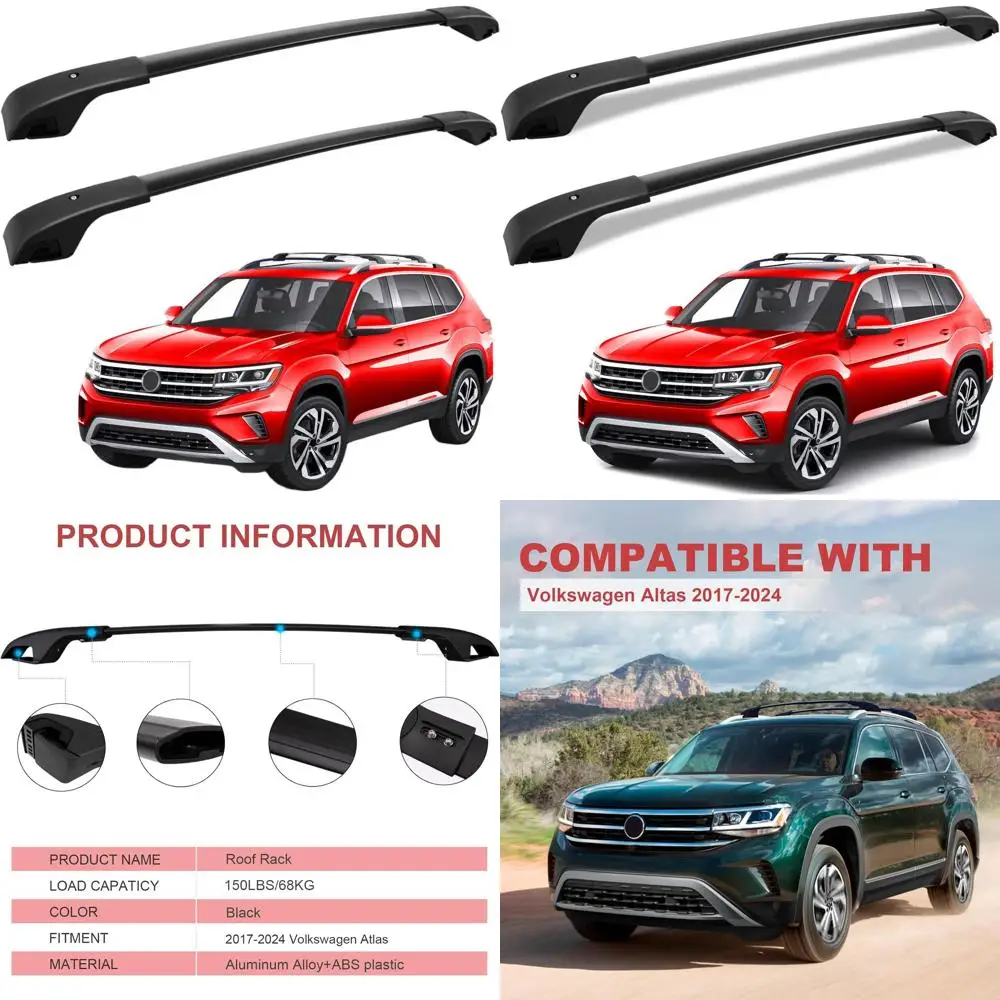 

Алюминиевые поперечины на крышу для VW Atlas 2017-2025, грузовой багажник, багажник для лыж и велосипедов, черные аксессуары